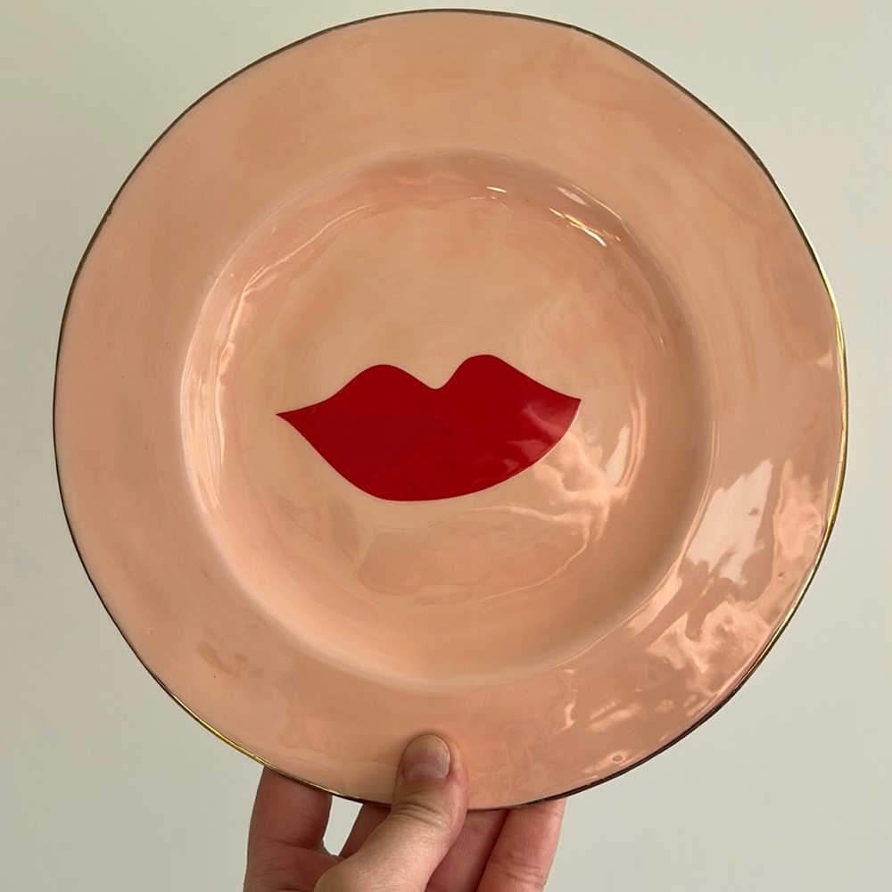 Pink Ceramic Lip Accent Plate